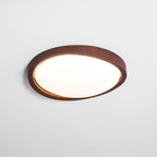 Modern Wood-Effect Fabric Flush Mount Ceiling Light With Tri-Colour Glow — Ashbury Home & Living