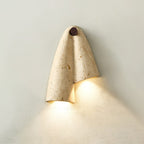 Modern Travertine Wall Light With Warm LED Glow in 2 heads Left & Downward: Ø19.1 x W6.6 x H26.9 cm (Ø7.5" x W2.6" x H10.6") — Ashbury Home & Living
