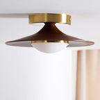 Modern Wood-Effect Round Flush Mount Ceiling Light With Integrated LED — Ashbury Home & Living