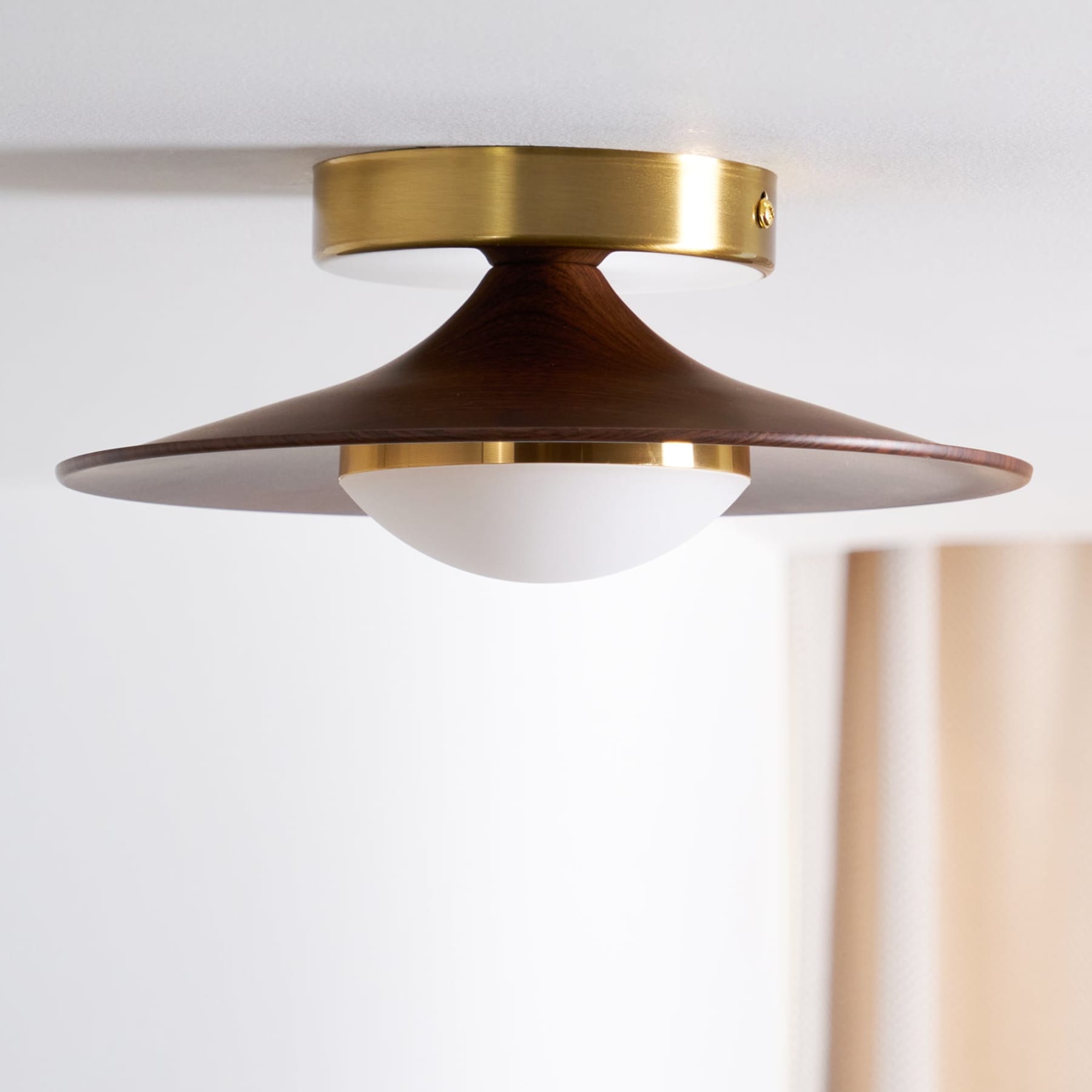 Modern Wood-Effect Round Flush Mount Ceiling Light With Integrated LED — Ashbury Home & Living