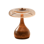 Contemporary Ash Wood And Brass Table Lamp With Glass Shade — Ashbury Home & Living