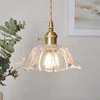 Retro Glass Pendant Light with Fluted Shade