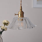 Retro Glass Pendant Light with Fluted Shade