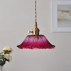 Retro Glass Pendant Light with Fluted Shade