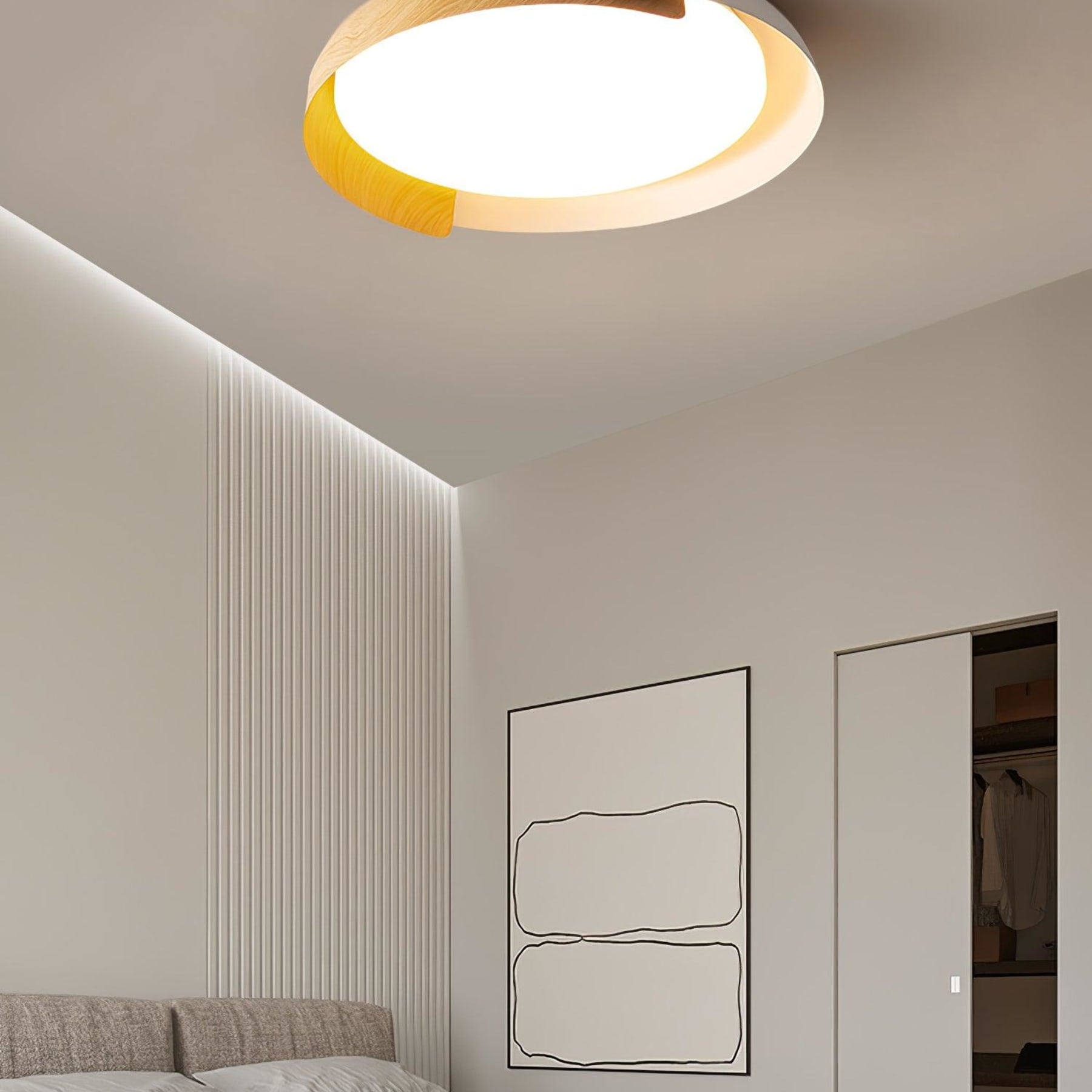 Modern Wood Flush Mount Ceiling Light for Living Room — Ashbury Home & Living