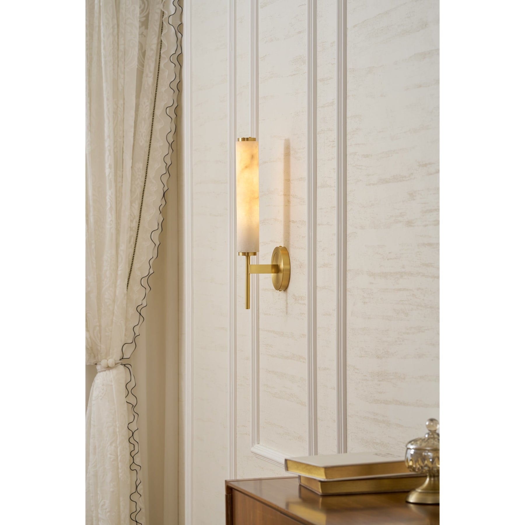 Modern Metal and Faux Alabaster Wall Light for Living Room — Ashbury Home & Living