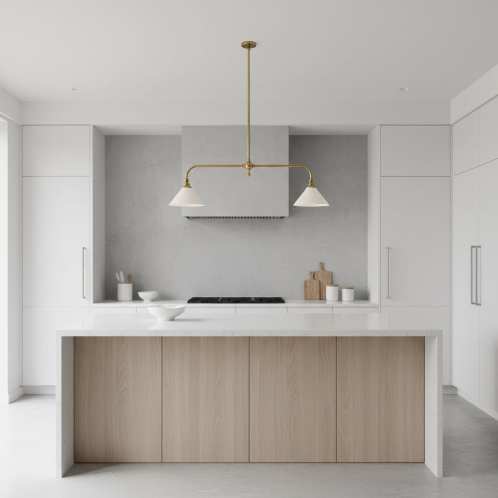 Modern Brass Pendant Light With Ceramic Shades for Dining Room — Ashbury Home & Living