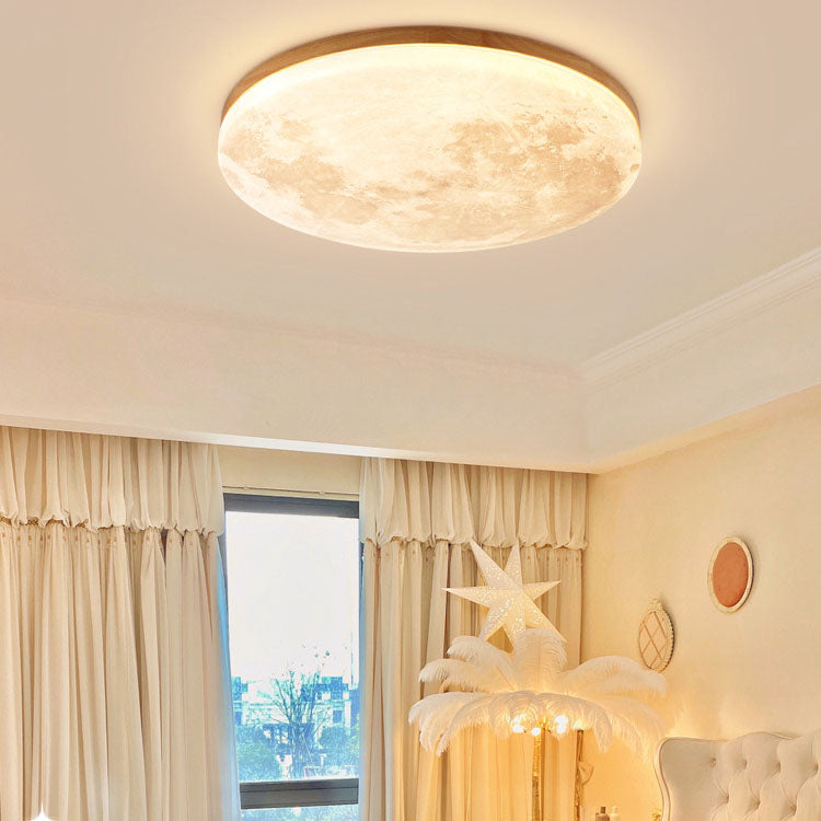 Modern Wood Flush Mount Ceiling Light With Solid Wood Trim — Ashbury Home & Living