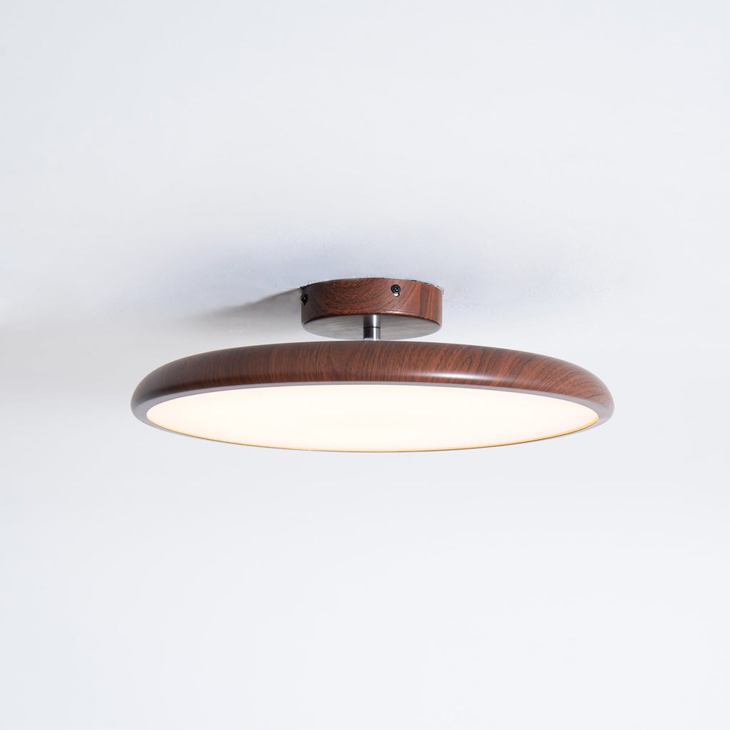 Scandinavian Wood-Effect Flush Mount Ceiling Light With Tri-Colour Glow — Ashbury Home & Living