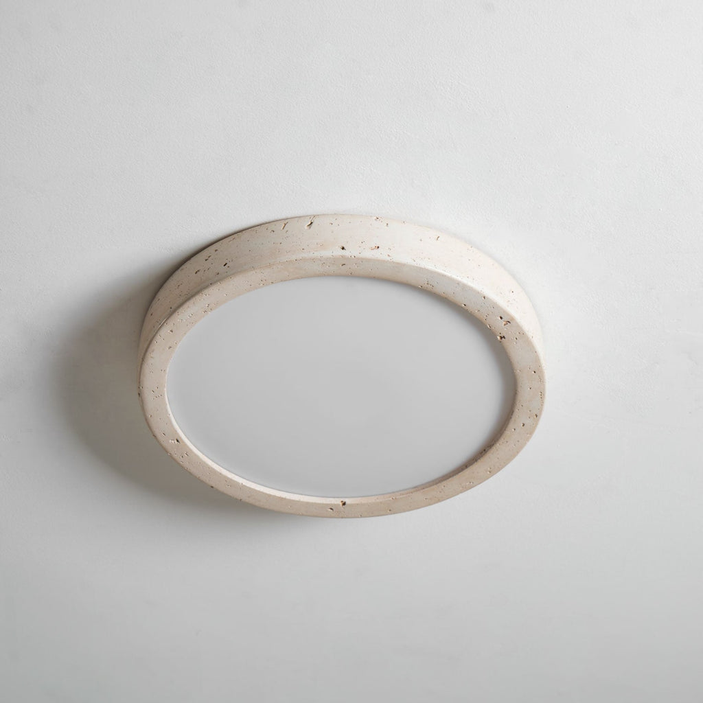 Modern Travertine Flush Mount Ceiling Light With Slim Profile — Ashbury Home & Living