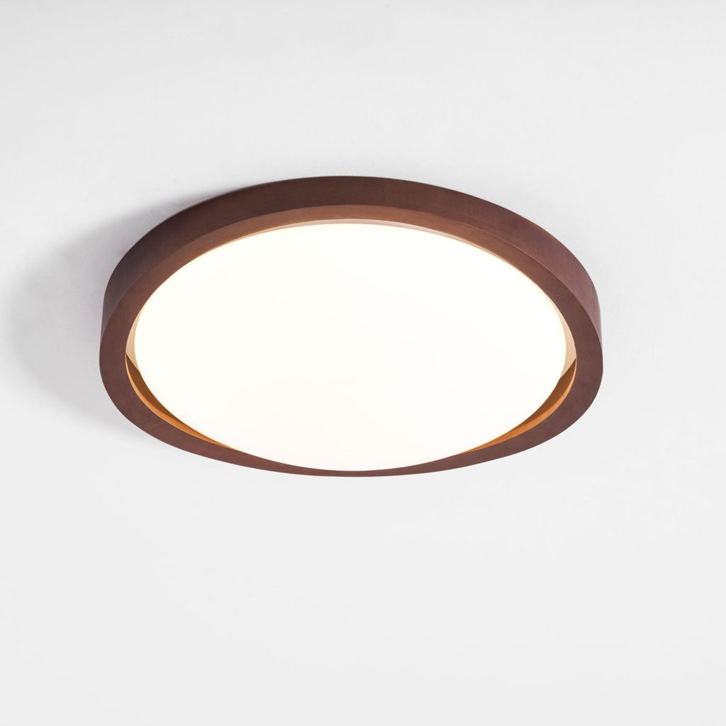 Modern Wood-Effect Fabric Flush Mount Ceiling Light With Tri-Colour Glow — Ashbury Home & Living