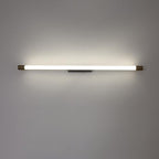 Slim LED Tube Wall Light Minimalist Aluminium Vanity Bar Mirror Lamp with Brass Tone End Caps for Bathroom | Bedroom and Living Room