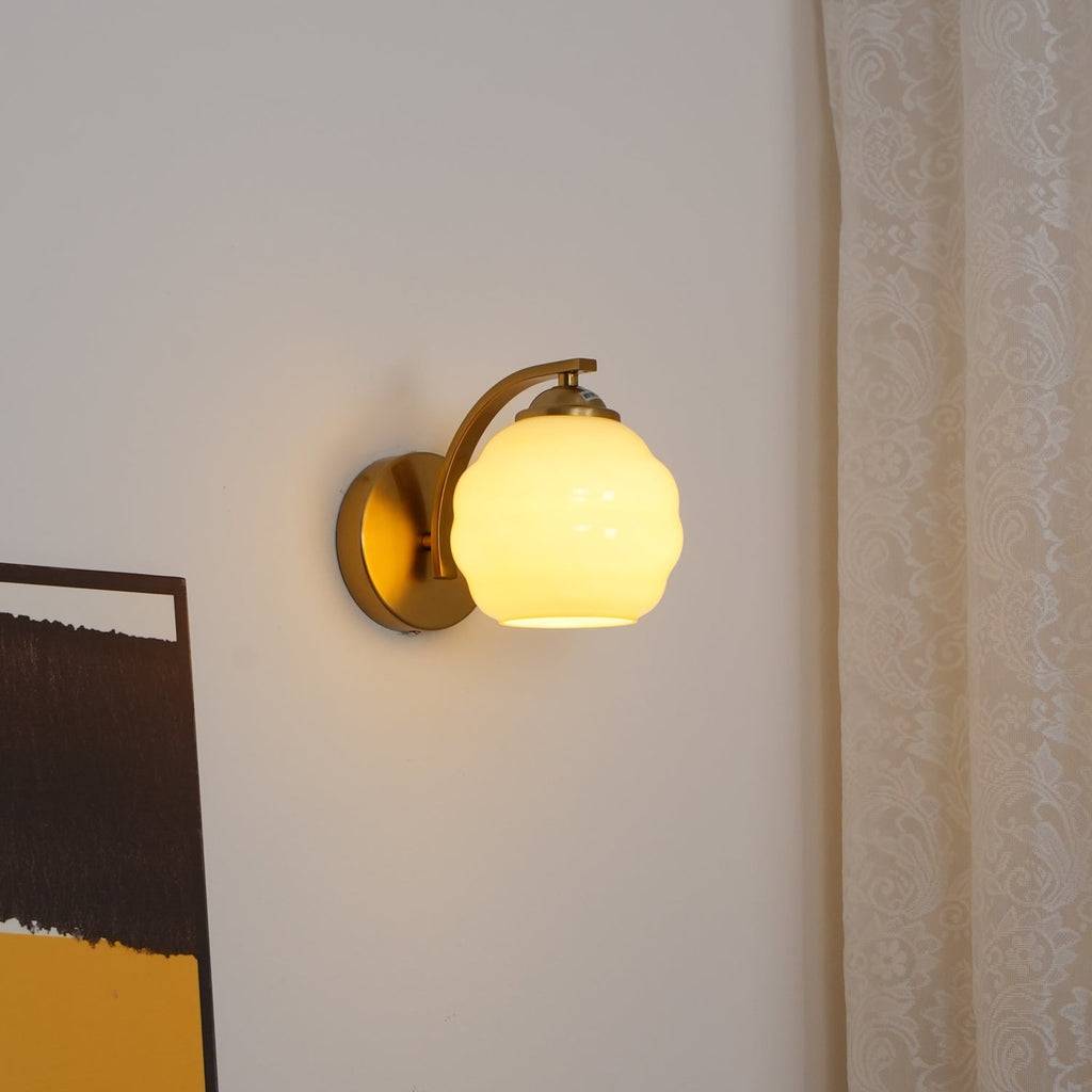 Contemporary Wrought Iron and Glass Wall Light With Warm LED Glow — Ashbury Home & Living