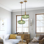 Ribbed Glass Pendant Lights With Metal Tube Fitting