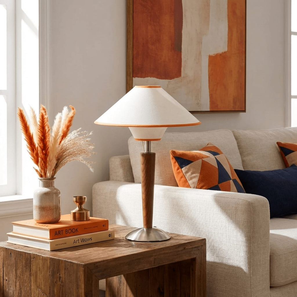 Modern Wood Table Lamp With Fabric Shade for Living Room — Ashbury Home & Living