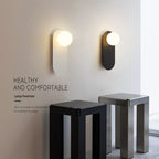 Nordic Wall Light Glass Globe Wall Sconce with Metal Ring Base Minimalist Bedside Wall Lamp for Bedroom | Hallway and Living Room