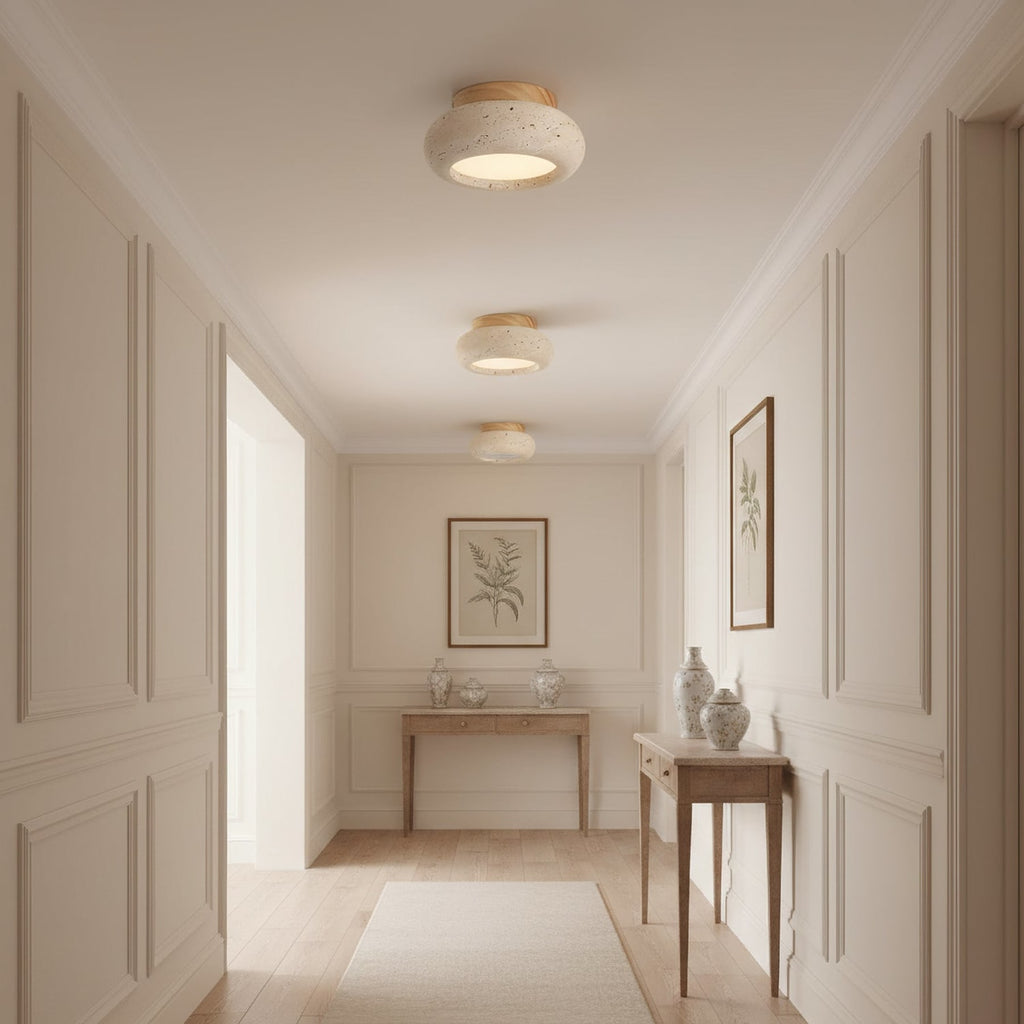 Minimalist Travertine Flush Mount Ceiling Light — Ashbury Home & Living