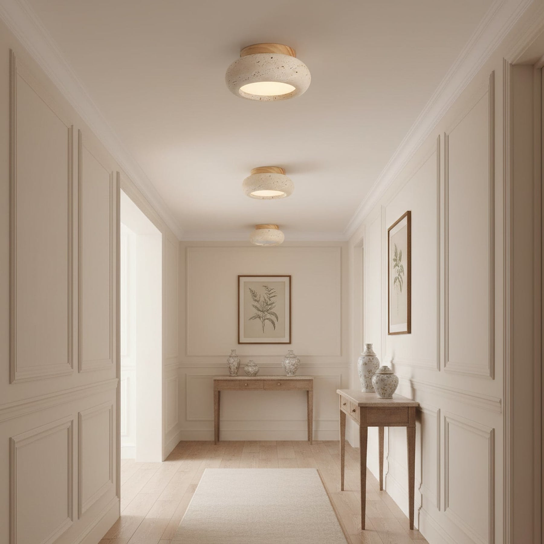 Minimalist Travertine Flush Mount Ceiling Light — Ashbury Home & Living