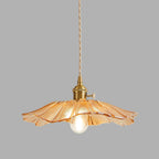 Retro Glass Pendant Light with Fluted Shade