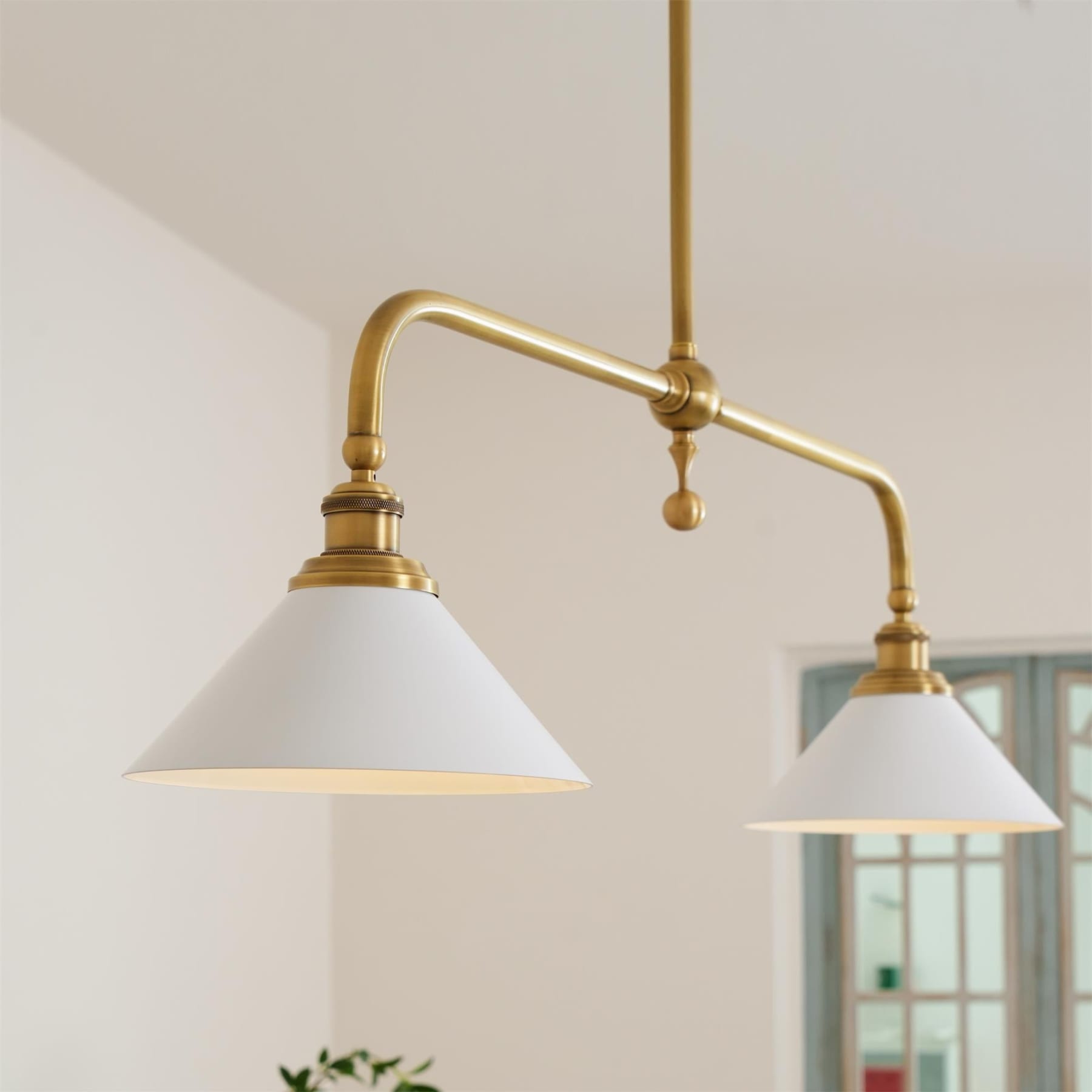 Modern Brass Pendant Light With Ceramic Shades for Dining Room — Ashbury Home & Living