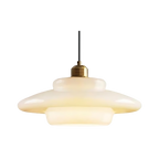Art Deco Layered Glass Pendant Light With Dome Shade