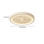 Carved LED Ceiling Light Round Ornate Flush Mount Ceiling Lamp Dimmable with Remote Control for Bedroom and Living Room