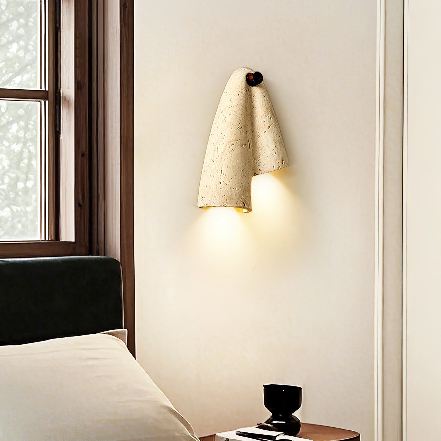 Modern Travertine Wall Light With Warm LED Glow — Ashbury Home & Living