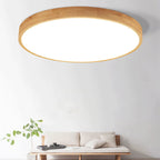 Solid Wood LED Ceiling Light Round Ultra Slim Flush Mount Ceiling Lamp Nordic Wooden Frame for Living Room and Bedroom
