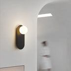 Nordic Wall Light Glass Globe Wall Sconce with Metal Ring Base Minimalist Bedside Wall Lamp for Bedroom | Hallway and Living Room