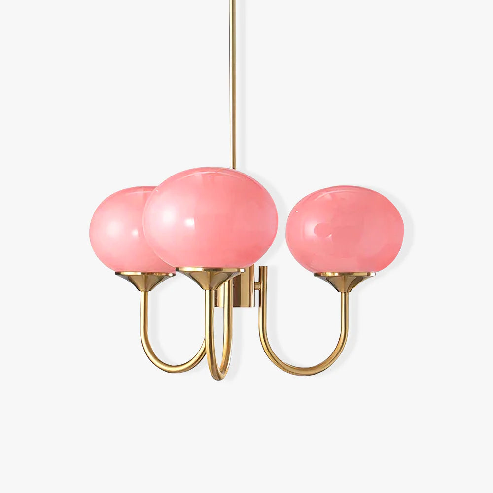 3-Light Glass Globe Chandelier With Brass Frame