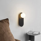 Nordic Wall Light Glass Globe Wall Sconce with Metal Ring Base Minimalist Bedside Wall Lamp for Bedroom | Hallway and Living Room
