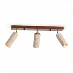 Modern Stone Linear Ceiling Light With Warm White Glow in Walnut Colour — Ashbury Home & Living