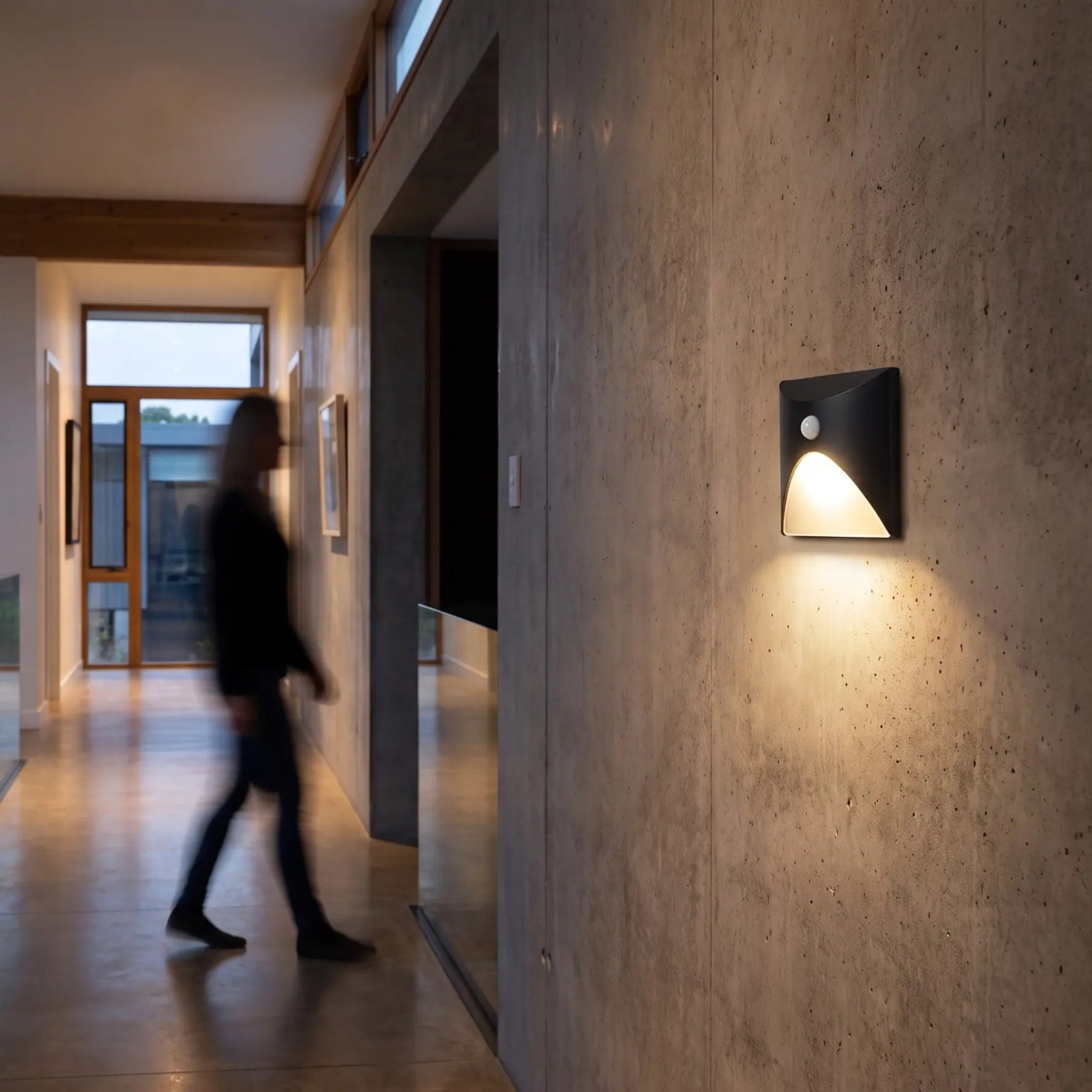 Contemporary Matte Metal Wall Light With Motion Sensor Option for Hallways — Ashbury Home & Living