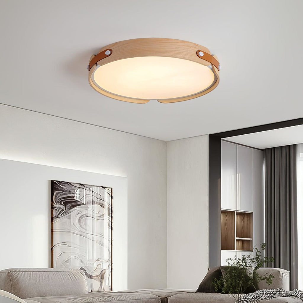 Scandinavian Wood Flush Mount Ceiling Light With Slim Low-Profile Design — Ashbury Home & Living