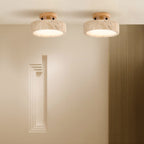 Modern Travertine and Wood Flush Mount Ceiling Light — Ashbury Home & Living