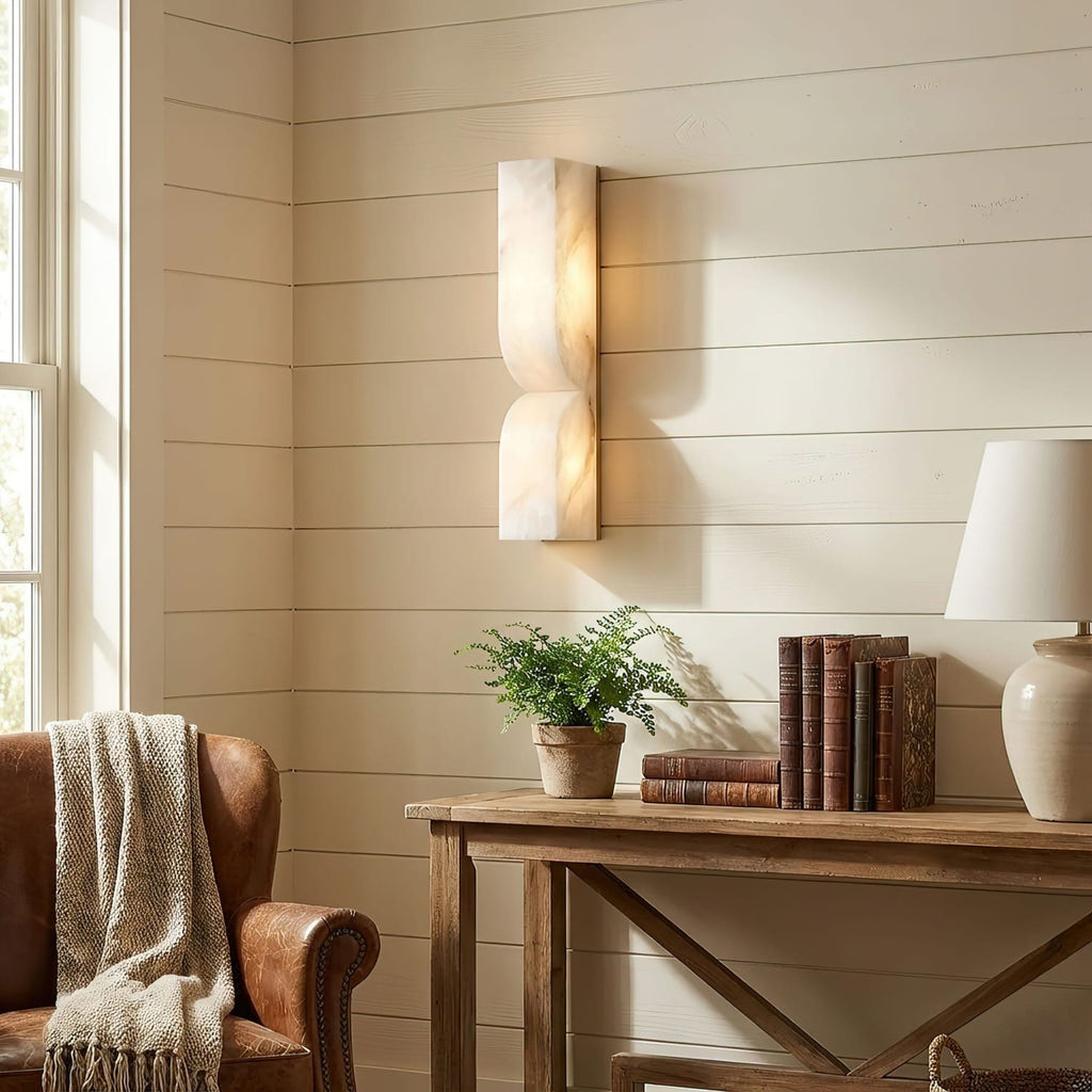 Modern Marble Wall Light With Warm LED Glow for Living Room — Ashbury Home & Living