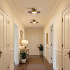 Modern Wood-Effect Round Flush Mount Ceiling Light With Integrated LED — Ashbury Home & Living