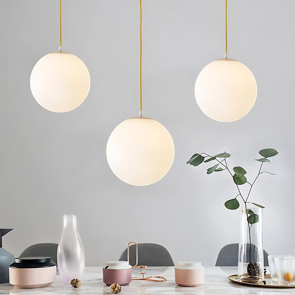 Globe Glass Pendant Light With Adjustable Cord