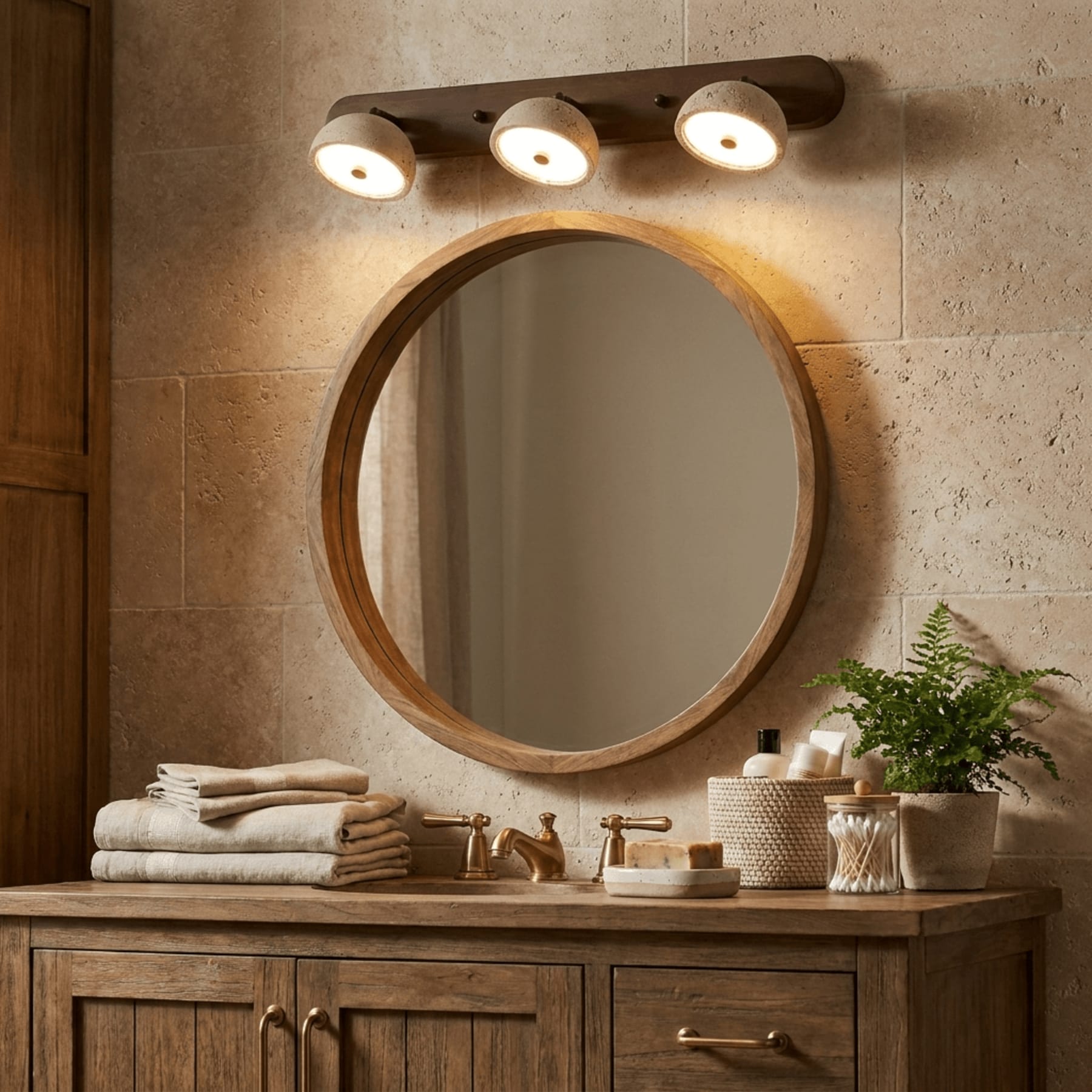 Modern Travertine Wall Light With Warm LED Glow for Living Room — Ashbury Home & Living
