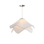 White Japandi Fabric pendant lights LED Light With Wavy Shade