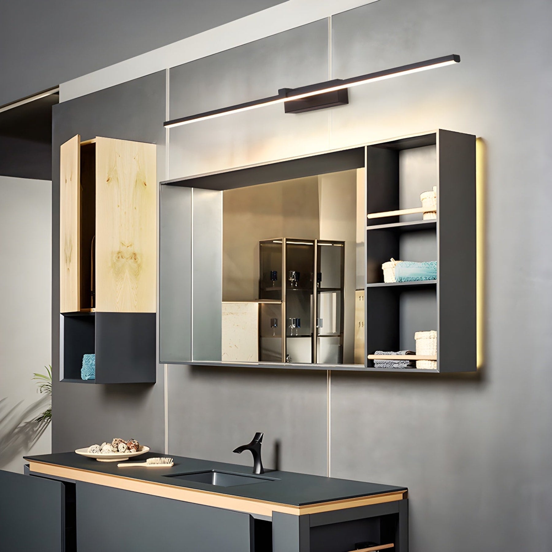 Modern Iron Linear Wall Light With Integrated LED for Hallway — Ashbury Home & Living