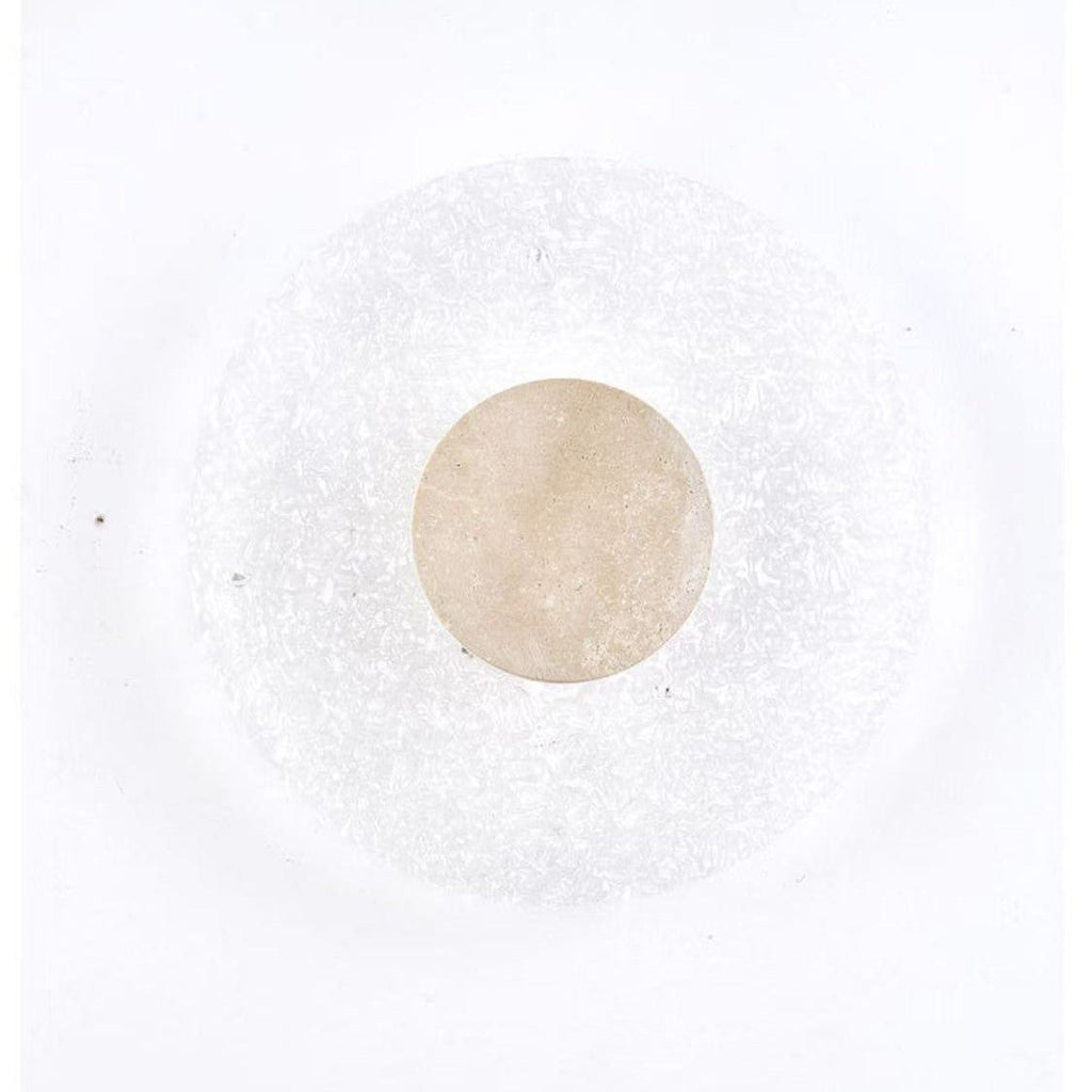 Acrylic Travertine Round Wall Light With Halo Glow Disc