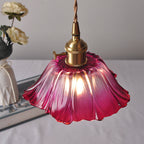 Retro Glass Pendant Light with Fluted Shade