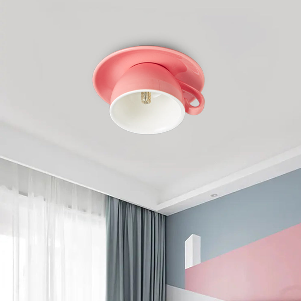 Modern Ceramic Semi-Flush Mount Ceiling Light in Pink — Ashbury Home & Living
