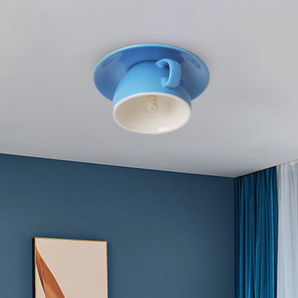 Modern Ceramic Semi-Flush Mount Ceiling Light in Blue — Ashbury Home & Living