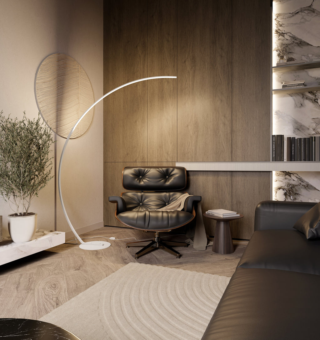 Minimalist Curved Arc floor lamp With Slim Light Bar