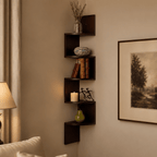 Wall Mounted Corner Shelf Multi Tier Zigzag Floating Corner Shelving Unit Space Saving Storage for Living Room | Bedroom and Hallway