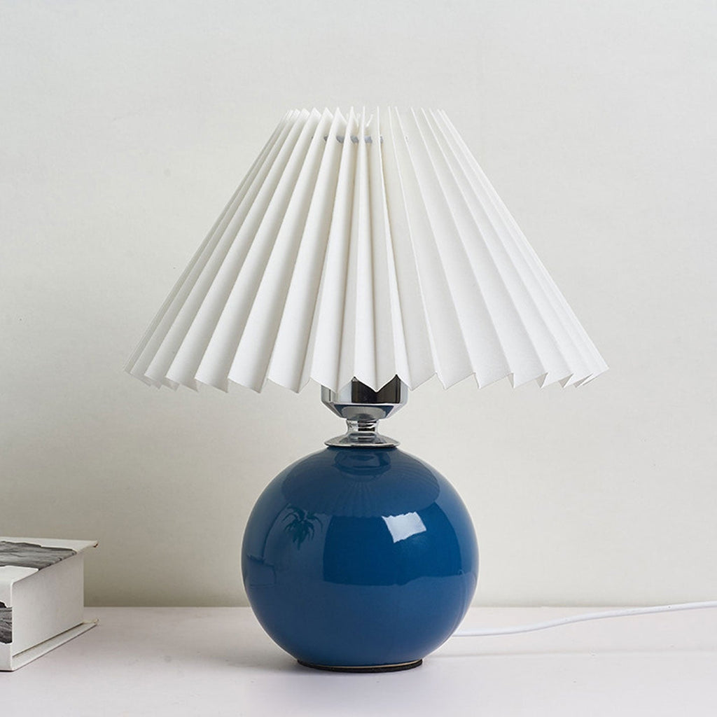 Nordic Ceramic Table Lamp With Pleated Fabric Shade