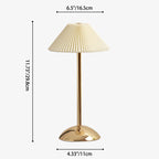 Rechargeable Table Lamp Pleated Fabric Shade Cordless Bedside Lamp with Iron Base Scandinavian Battery Lamp for Bedroom | Living Room and Dining Table