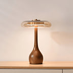 Contemporary Ash Wood And Brass Table Lamp With Glass Shade — Ashbury Home & Living